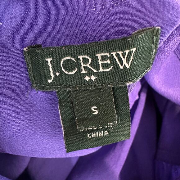 J.Crew Silk Top WMNS S Button Up Purple Long Sleeve Lightweight Collared Blouse - Picture 5 of 7